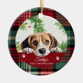 Beagle Personalisiert Erster Weihnachten Keramik Ornament (Vorne)