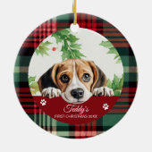 Beagle Personalisiert Erster Weihnachten Keramik Ornament (Hinten)