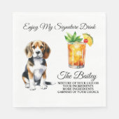 Beagle Personalisiert Signature Drink Hochzeitstic Serviette (Vorderseite)