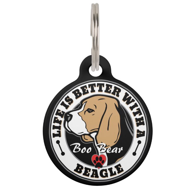 Beagle - Personalisiertes Leben ist besser mit ein Haustiermarke (Vorderseite)
