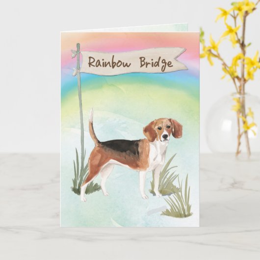 Beagle Pet Beileid über Regenbogenbrücke Karte (Gelbe Blume)
