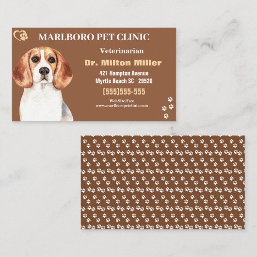 Beagle Pet Clinic Business Cards Visitenkarte (Vorne/Hinten)