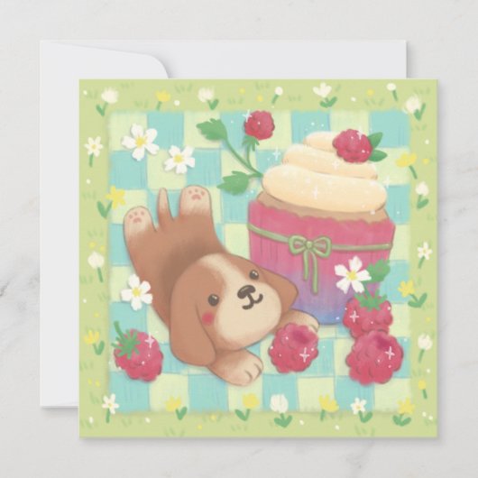 Beagle Picnic Day mit Himbeere Karte (Vorderseite)