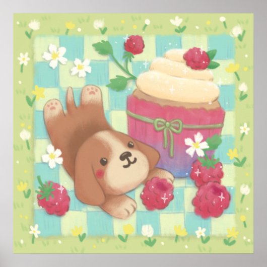 Beagle Picnic Day mit Himbeere Poster (Vorne)