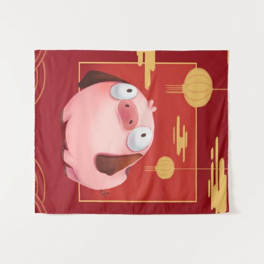 Beagle Pig_Pig Lover Wandteppich (Vorderseite (Horizontal))