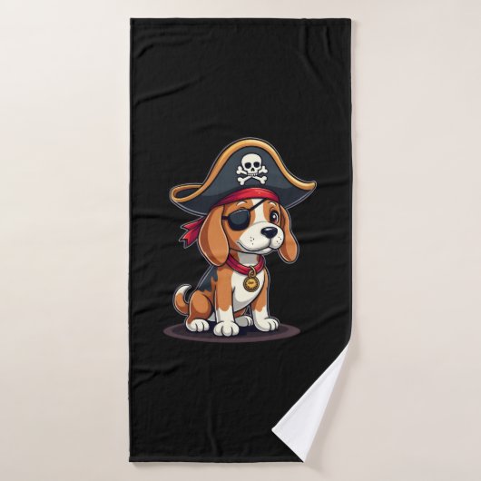 Beagle Pirate Costume Jolly Roger Flag Skull Cross Badehandtuch (Badehandtuch)