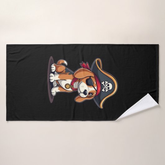 Beagle Pirate Costume Jolly Roger Flag Skull Cross Badehandtuch (Badehandtuch)