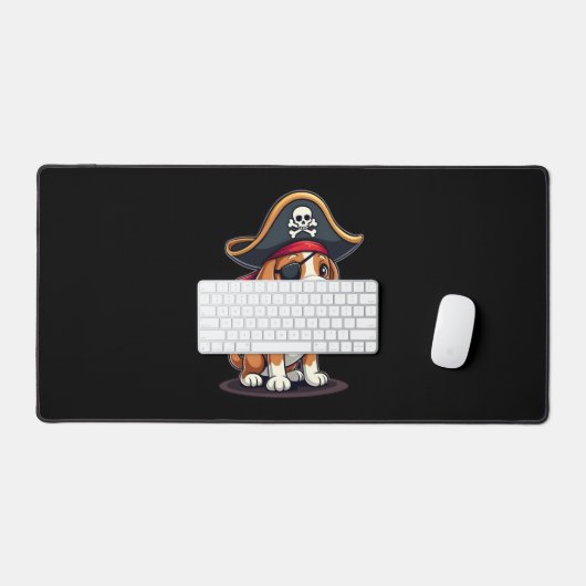 Beagle Pirate Costume Jolly Roger Flag Skull Cross Schreibtischunterlage (Tastatur & Maus)