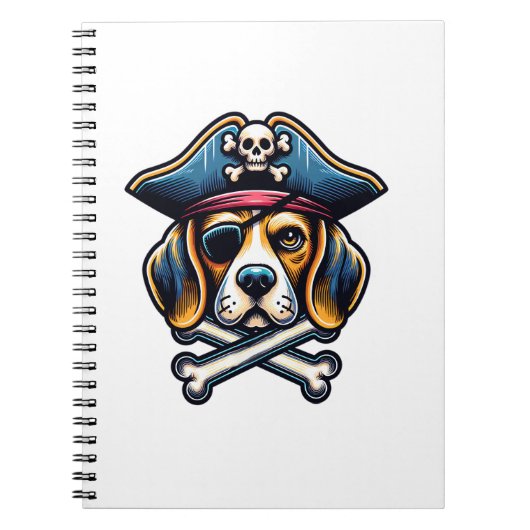 Beagle Pirate Kostüm Skull Crossbones Hunde Liebha Notizblock (Vorderseite)