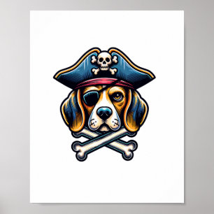 Beagle Pirate Kostüm Skull Crossbones Hunde Liebha Poster