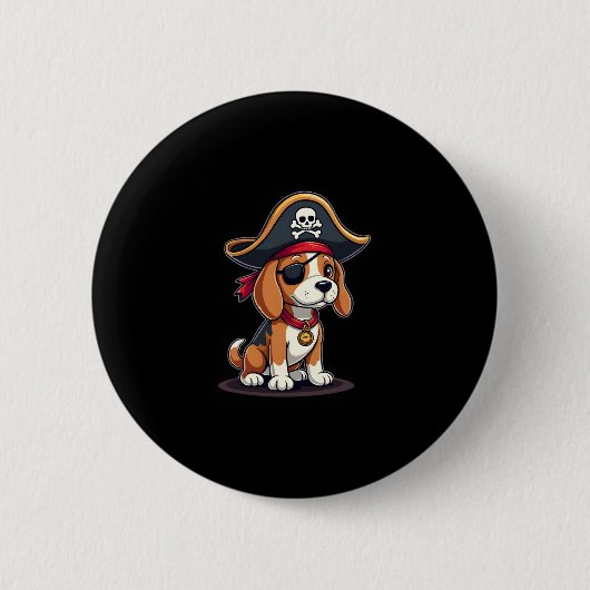 Beagle Pirate Kostüme Piratenflagge Flag Skull Cro Button (Vorderseite)