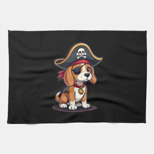 Beagle Pirate Kostüme Piratenflagge Flag Skull Cro Geschirrtuch (Horizontal)