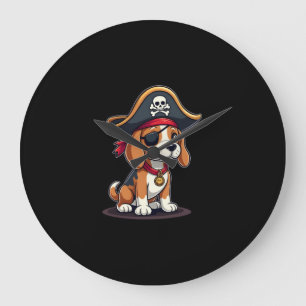 Beagle Pirate Kostüme Piratenflagge Flag Skull Cro Große Wanduhr