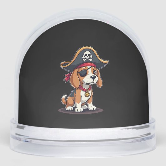 Beagle Pirate Kostüme Piratenflagge Flag Skull Cro Schneekugeln (Vorderseite)