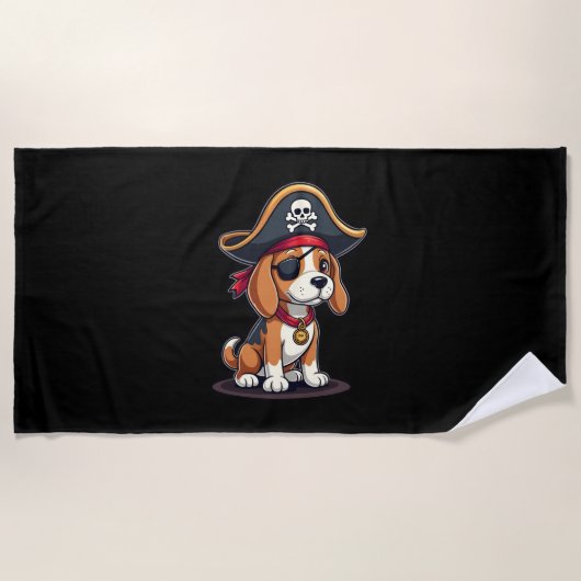 Beagle Pirate Kostüme Piratenflagge Flag Skull Cro Strandtuch (Vorderseite)