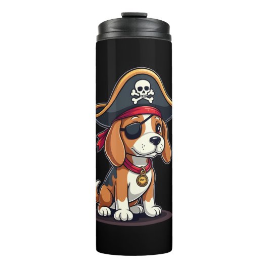 Beagle Pirate Kostüme Piratenflagge Flag Skull Cro Thermosbecher (Vorderseite)