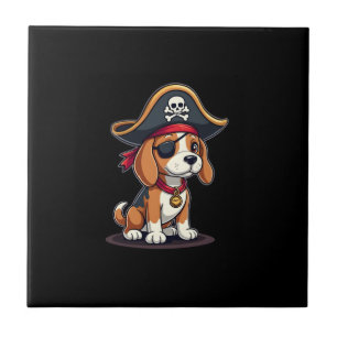Beagle-Piratenkostüm Jolly Roger Flagge Totenkopf Fliese