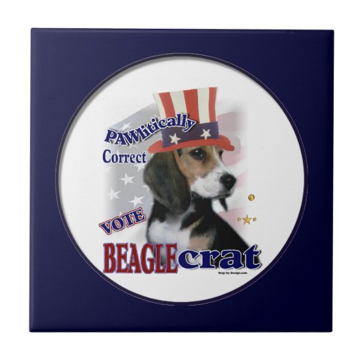 Beagle Politischer Humor Fliese (Vorderseite)