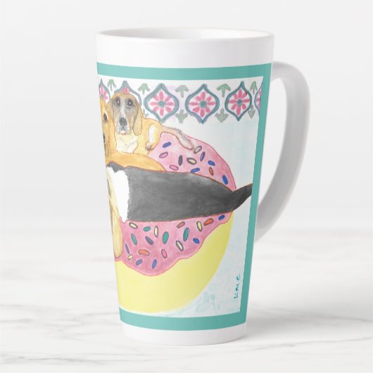 Beagle Pool Party Milchtasse (Rechte Ecke)