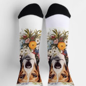 Beagle Portrait Blume Weiß Socken (Oben)