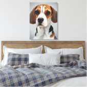 Beagle Portrait Gouache Fine Art Leinwanddruck (Insitu (Schlafzimmer))
