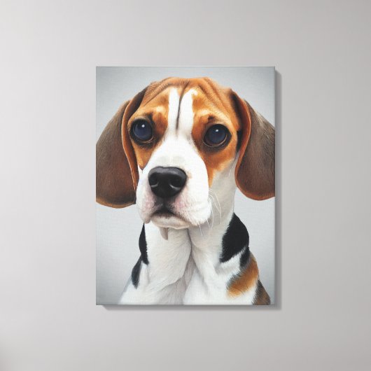 Beagle Portrait Gouache Fine Art Leinwanddruck (Vorderseite)