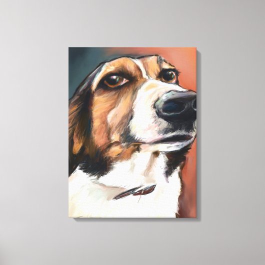 Beagle Portrait | Zeichnend Farbstift Leinwanddruck (Vorderseite)
