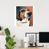 Beagle Portrait | Zeichnend Farbstift Poster (Heimbüro)