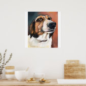 Beagle Portrait | Zeichnend Farbstift Poster (Küche)