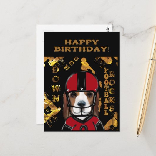 Beagle Postkarte (Vorderseite/Rückseite Beispiel)