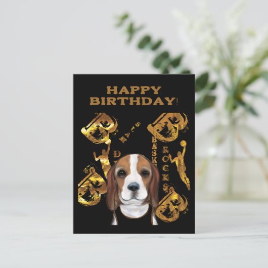 Beagle Postkarte (Stehend Vorderseite)