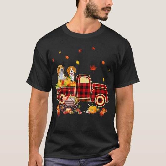 Beagle Pumpkin Truck Fall Leaf Erntedank Hallow T-Shirt (Vorderseite)