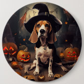 Beagle Pumpkins Halloween Beängstigend Button (Vorderseite)