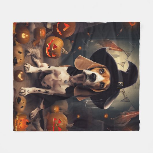 Beagle Pumpkins Halloween Beängstigend Fleecedecke (Vorderseite (Horizontal))