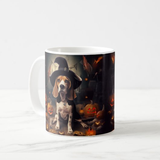 Beagle Pumpkins Halloween Beängstigend Kaffeetasse (Vorderseite Links)