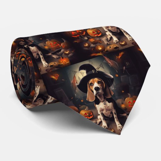 Beagle Pumpkins Halloween Beängstigend Krawatte (Gerollt)