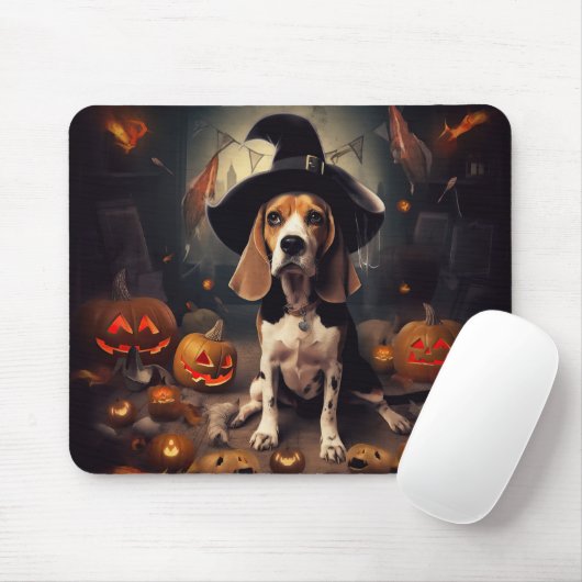 Beagle Pumpkins Halloween Beängstigend Mousepad (Mit Mouse)