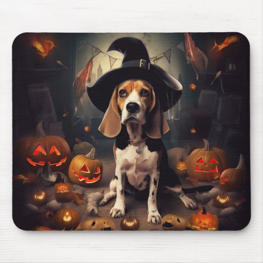 Beagle Pumpkins Halloween Beängstigend Mousepad (Vorne)