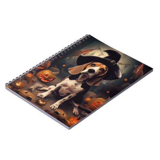 Beagle Pumpkins Halloween Beängstigend Notizblock (Linke Seite)