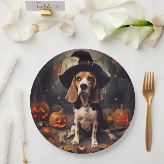 Beagle Pumpkins Halloween Beängstigend Pappteller (Hochzeit)