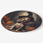 Beagle Pumpkins Halloween Beängstigend Pappteller (Schrägansicht)
