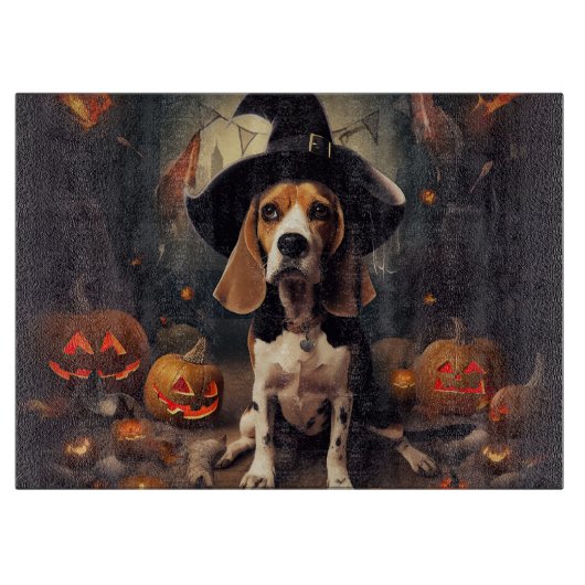 Beagle Pumpkins Halloween Beängstigend Schneidebrett (Vorderseite)