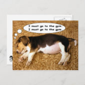 Beagle Pup Dreaming of Get Fit Postkarte (Vorne/Hinten)