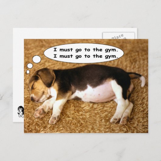 Beagle Pup Dreaming of Get Fit Postkarte (Vorne/Hinten)