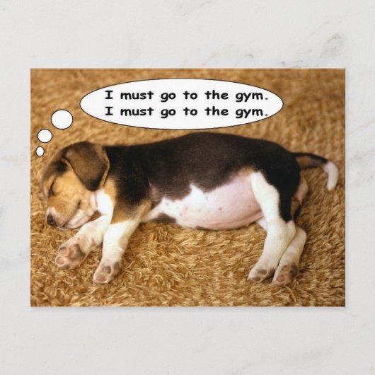 Beagle Pup Dreaming of Get Fit Postkarte (Vorderseite)