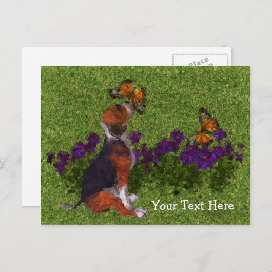 Beagle Puppy Butterfells Anpassbare Postkarte (Vorne/Hinten)
