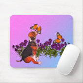 Beagle Puppy Butterfets Stiefmütterchen Mousepad (Mit Mouse)