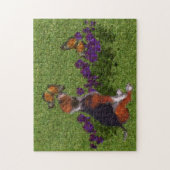 Beagle Puppy Butterflies Dog Art Foto Malerei Puzzle (Vertikal)