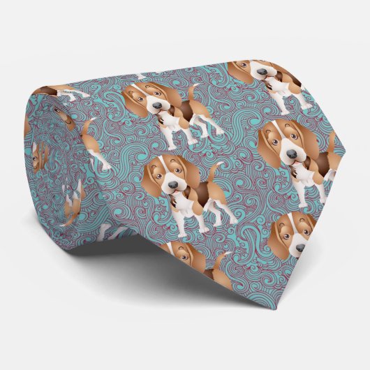 Beagle Puppy Cartoon Krawatte (Gerollt)