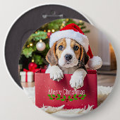 Beagle Puppy Christmas Design, Button (Vorne & Hinten)